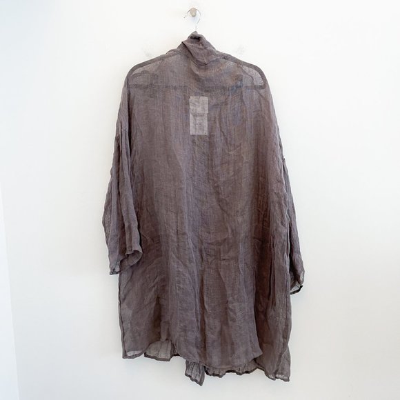 Zara Long 100% Linen Cardigan Open Front - Picture 4 of 8